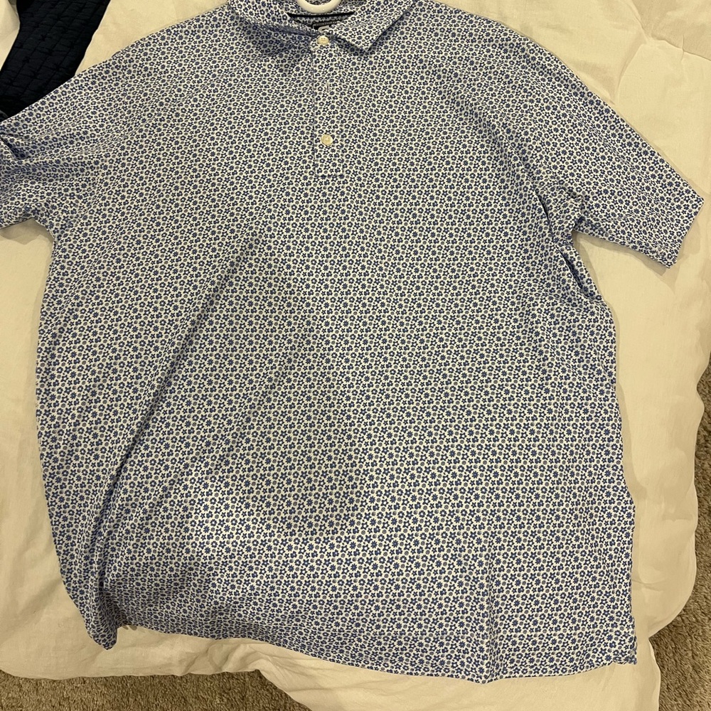 Footjoy blue floral pattern golf shirt size large